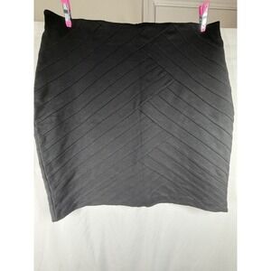 Express Black Chevron Bandage Mini Skirt Size 12 Textured Stretchy Bodycon